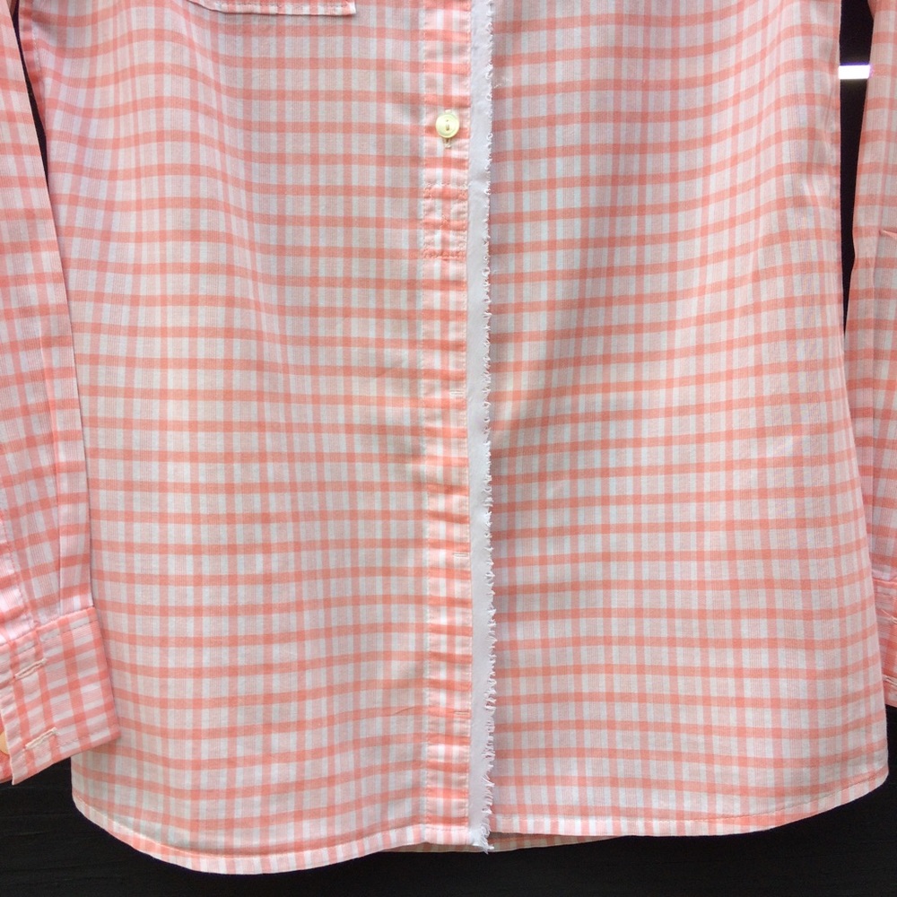 Banana Republic Gingham coral orange button down 100% cotton shirt XS - Picture 6 of 14